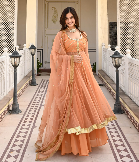 Orange Georgette Kurta Set