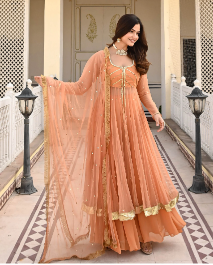 Orange Georgette Kurta Set