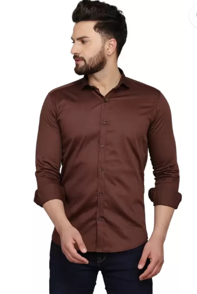 Men Regular Fit Solid Spread Collar Formal Shirt