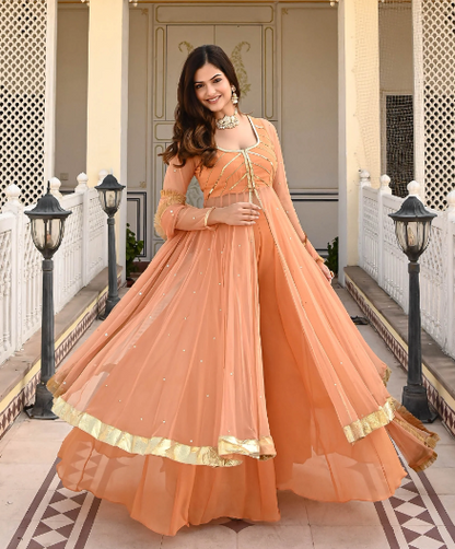 Orange Georgette Kurta Set