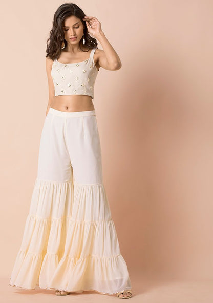 Ivory Mirror Boota Strappy Crop Top