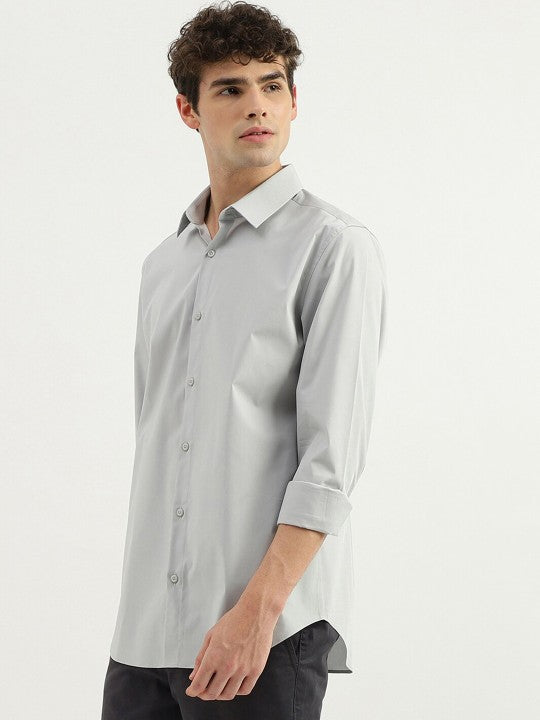 Cotton Spread Collar Slim Fit Curved Formal Shirt