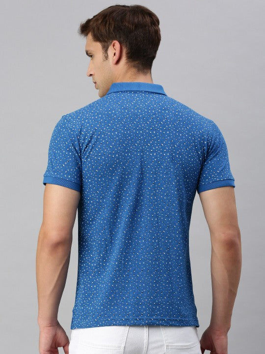 Floral Printed Polo Collar Cotton Regular T-shirt