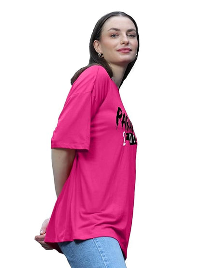 Women Cottonblend Half Sleeve Oversized Regular Fit T-Shirts