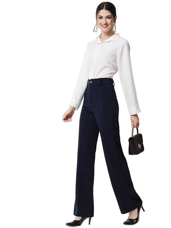 KOTTY Women Polyester Blend Solid Trousers