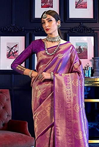 Varkala Silk Palace Women's shubh Vastram Kanchipuram Banarasi Lichi Silk Saree With blouse piece