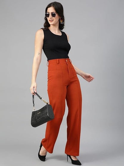 KOTTY Women Polyester Blend Solid Trousers