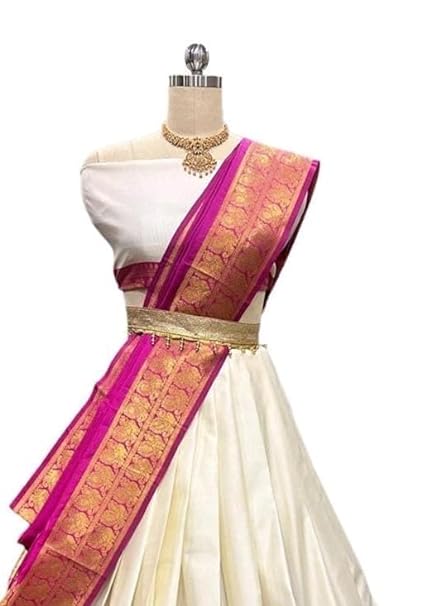 Women's Indian Traditional Unstitched Kanjivaram Kanchipuram Silk Pure Zari Weaving Lehenga Choli Along With Dupatta Attach With Unstitch Blouse Piece