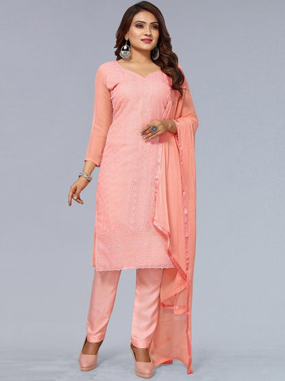 Floral Embroidered Regular Kurta with Trousers & With Dupatta