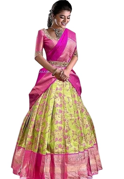 Women's Indian Traditional Unstitched Kanjivaram Silk Pure Zari Weaving Lehenga Choli