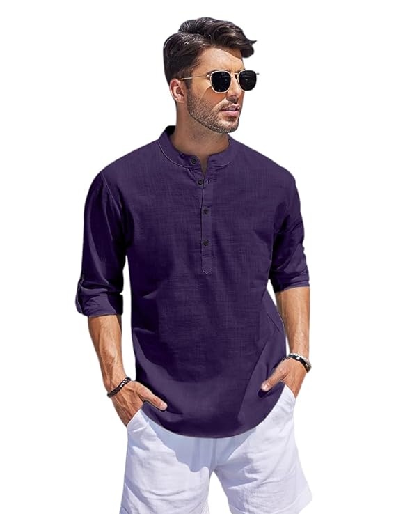 Bellstone Men Solid Cotton Blend Straight Kurta Shirt