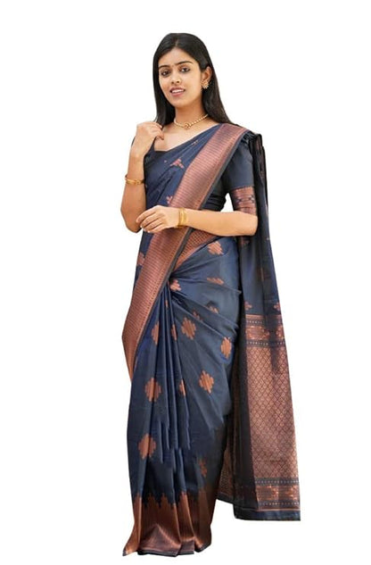 Women's Kanjivaram Soft Pure Silk Saree With Blouse Piece