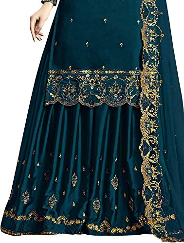 Heewaa Women's Semi Stitched Embroidered Kurta Sharara Set