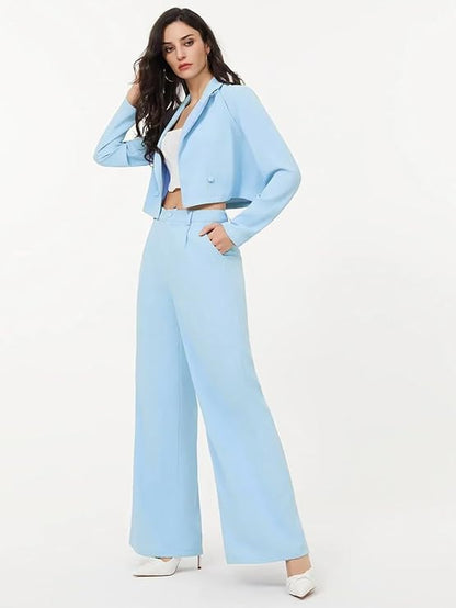 KOTTY Women's Solid Relaxed Fit Full Sleeve Co-ord Blazer and Trouser Set.