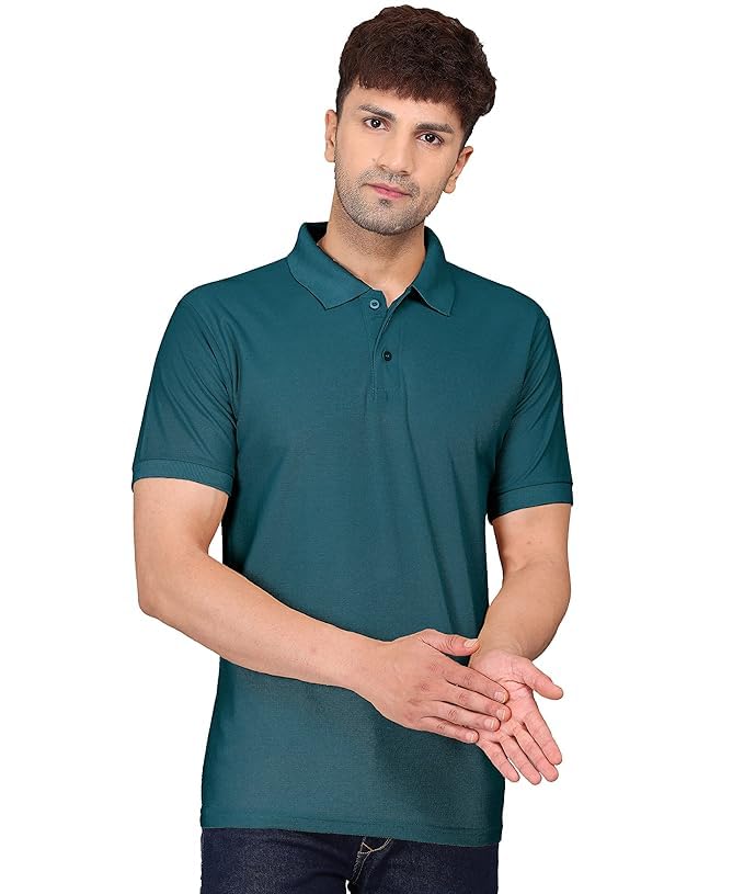 HOODMASTAR Men's Regular Fit Solid Polo Half Sleeve T-Shirt