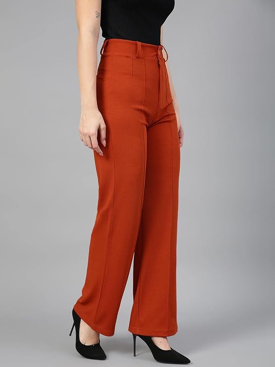 KOTTY Women Polyester Blend Solid Trousers