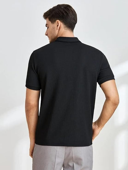 Men's Polo-Neck with Zip Closure Type T-Shirt