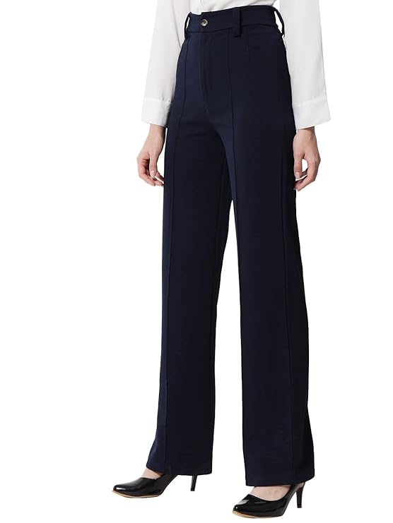 KOTTY Women Polyester Blend Solid Trousers