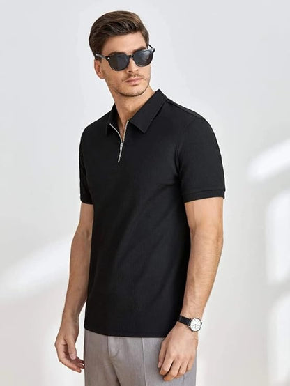 Men's Polo-Neck with Zip Closure Type T-Shirt