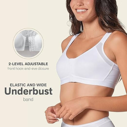 Dimore Women's Full Coverage Front Closure Posture Corrector Wire Free Back Support Posture Bra