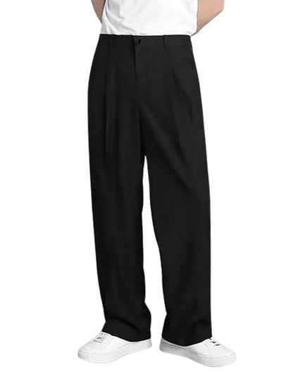 Men's Pleated Baggy Korean Regular Fit Trousers