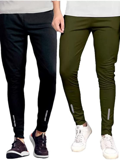 Men's Lycra Full Elastic Sport Wear Stretchable Track Pant Combo Pack of 2