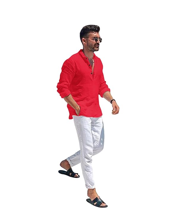 Men Solid Cotton Blend Straight Kurta Shirt