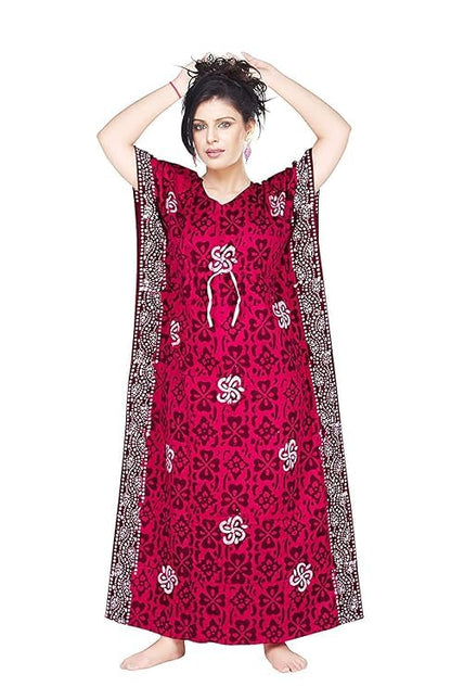 KBNBJ Nighty for Women Cotton Printed Maxi Gown Ankle Length Nighty Night Dress Gown for Women Maxi