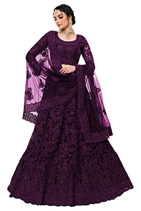 Women Net Semi-stitched Lehenga choli