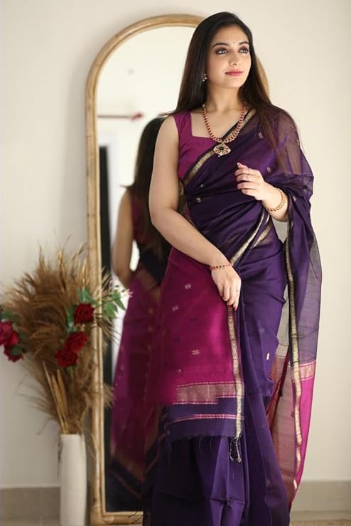 Women's Kanjivaram Pure Zari Woven Soft Silk Saree