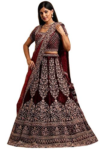 Dark Maroon Color Designer Art Silk Lehenga Choli In Lowest Rate