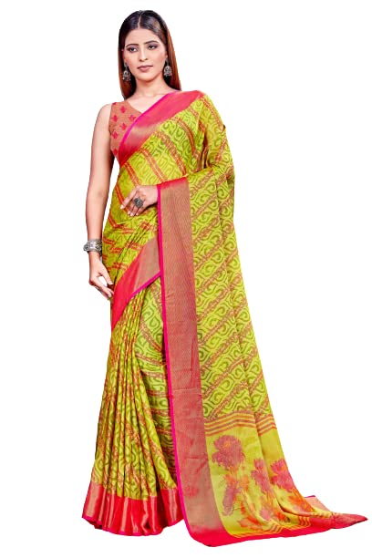 Ghan sals Women's Brasso Saree with Unstitched Blouse Piece