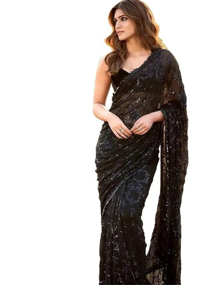 Visit the SIRIL Store SIRIL Women's Lace & Sequence Embroidery Georgette Saree with Unstitched Blouse