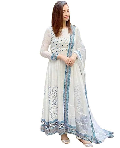 UMustGet Kurti Designer Anarkali Kurti with Dupatta Set for Women and Girls Printed Cotton Long Anarkali Kurta Dupatta Set