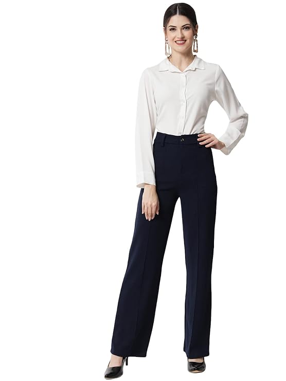 KOTTY Women Polyester Blend Solid Trousers