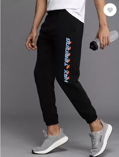 Men Self Design Black Track Pants