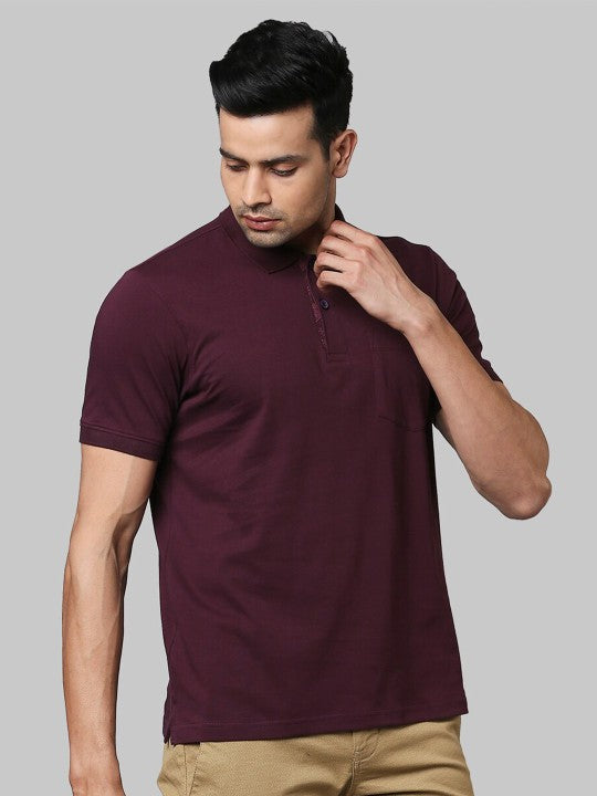 Men Maroon Henley Neck T-shirt