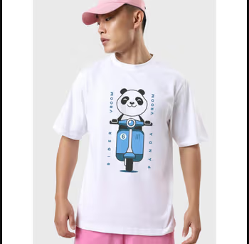 Men's White Graphic Oversized T-Shirt