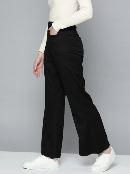 Women Black Bootcut Trousers