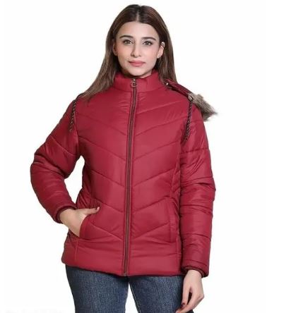 Trending Jacket In Hoody Style For Girls And Women For Winters (Maroon)