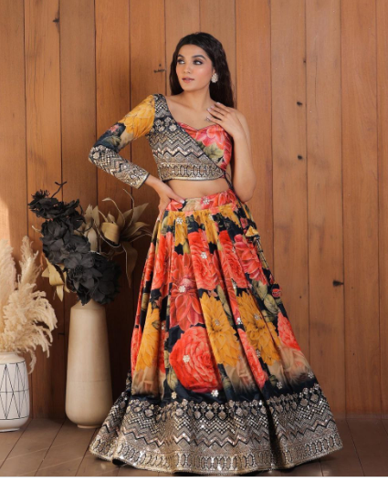 Multi Colored Heavy Wedding Wear Lehenga Choli