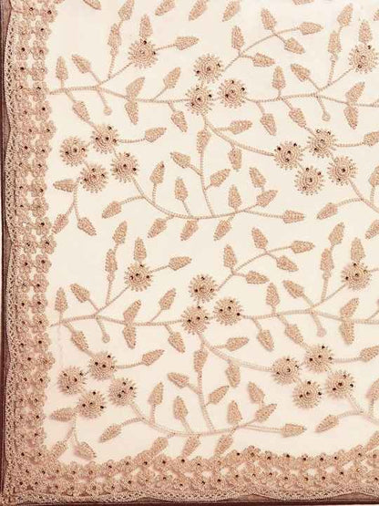 all about you Peach-Coloured Net Embroidered Saree by Myntra