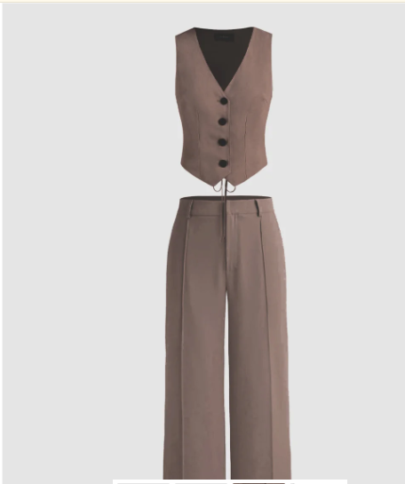 Matching Set of Vest Coat and Trousers in Cappuccino