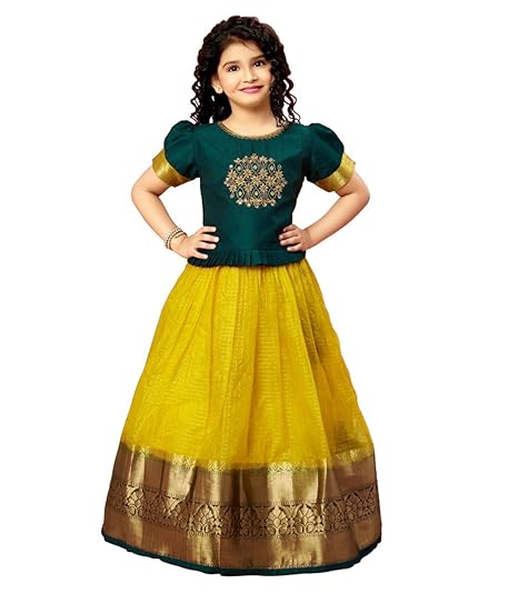 White Button New latest girls Tissue checks readymade Lehenga choli for girls dress