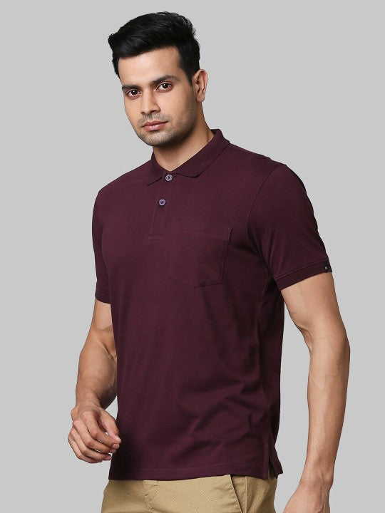 Men Maroon Henley Neck T-shirt