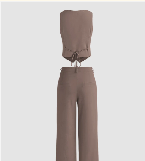 Matching Set of Vest Coat and Trousers in Cappuccino