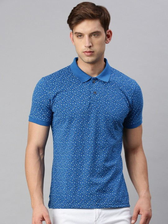 Floral Printed Polo Collar Cotton Regular T-shirt