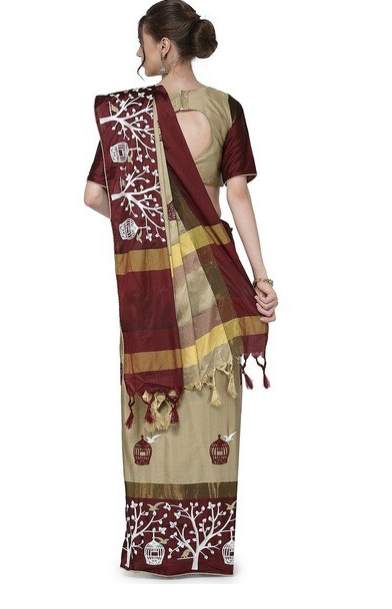 Printed Saree with Contrast Border