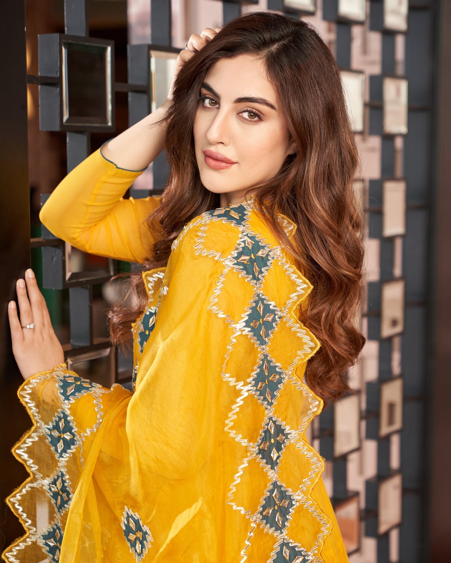 YELLOW GOTAPATTI GEORGETTE SUIT SET