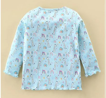 Girls infant CUCUMBER Cotton Knit Full Sleeves Top With Rainbow Print